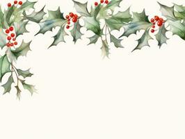 Christmas background with hollly leaves photo