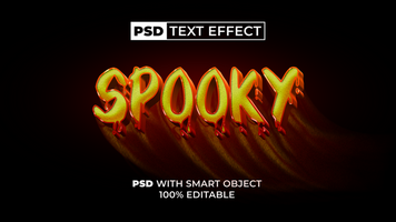 Spooky text effect liquid style. Editable text effect. psd