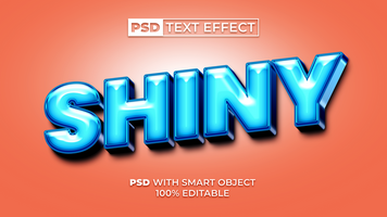Blue Text Effect Shiny Style. Editable Text Effect. psd