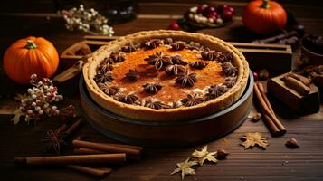 Autumn pumpkin pie photo
