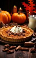 Autumn pumpkin pie photo