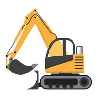 flat cartoon excavator, excavator heavy vehicle clipart vector