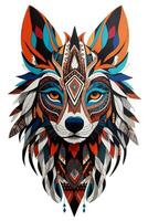 graphics esoteric totem wolf head on white background photo