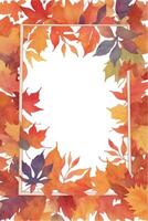 autumn background frame with red leaves place for text photo