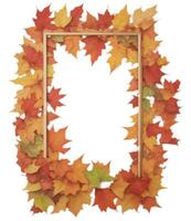 autumn background frame with red leaves place for text photo