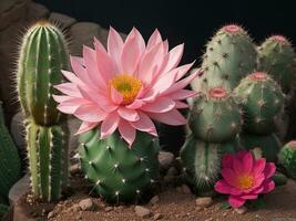 AI Generative cactus in bloom photo