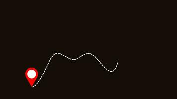 Geographisches Positionierungs System Ort Zeiger Animation Alpha Kanal. Geographisches Positionierungs System Karte Navigator Kennzeichen Geolokalisierung und Richtung Pfad Route Platz Position Marker Reise Distanz, Adresse Ort Zeiger. Karte Stift Ort Geographisches Positionierungs System Verfolgung video