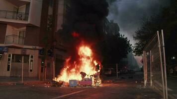 Ninot dolls burning during the night of Las Fallas, Valencia video