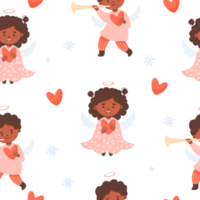 Christmas seamless pattern. Cute angel ethnic kids png