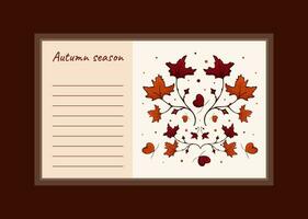 vector otoño horizontal tarjeta con otoño hoja. saludo tarjeta con Copiar espacio en otoño colores.