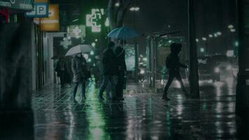 temps pour imperméables et parapluies. soir rue de valence, Espagne video