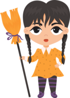 Halloween  girl  with broom png