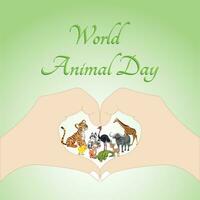 mundo animal día póster con un grupo de animal vectores