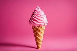 ice cream cone on a pink background AI-Generated photo