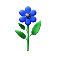 bleu fleur 3d le rendu icône illustration png