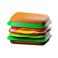 sandwich 3d rendering icon illustration png