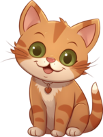 Smiling cute cartoon kitten cat, PNG file no background, AI generated