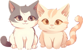 Cute cat cartoon anime, PNG file no background, AI generated