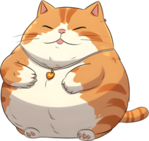 Cartoon fat cat smiling, PNG file no background, AI generated