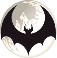 Halloween bat silhouette with moon in background, AI generated png