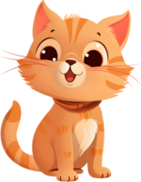 Smiling cute cartoon cat, PNG file no background, AI generated