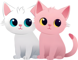 Two cute kitten cat cartoon, PNG file no background, AI generated