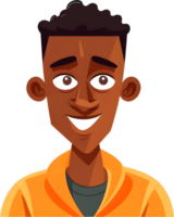 African black male avatar character cartoon profile picture, AI generated, PNG file no background