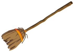 Halloween witch broom, PNG file no background,  AI generated