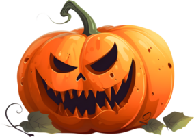 Jack-o-lantern Halloween pumpkin, PNG file no background, AI generated