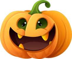 Smiling Halloween pumkin cartoon Jack-o-lantern, PNG file no background, AI generated