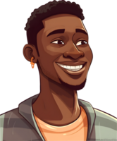 African black man avatar character cartoon profile picture, AI generated, PNG file no background