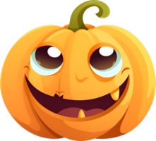 Smiling Halloween pumkin cartoon Jack-o-lantern, PNG file no background, AI generated