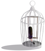 Alone girl in cage. png