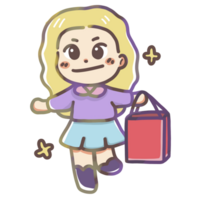 Shopping cute girl png