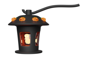 3d halloween holiday party with cute ghost in storm lantern isolated. 3d render illustration png