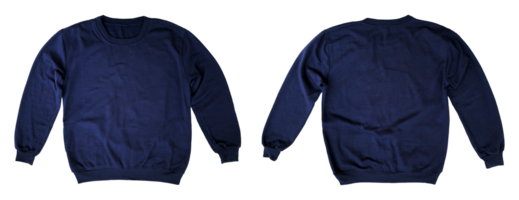 Vorderseite und zurück Blau Sweatshirt isoliert Element png