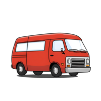 Red Van Hand Drawn Cartoon Style Illustration AI Generated png