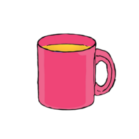 Pink Tea Mug Hand Drawn Cartoon Style Illustration AI Generated png