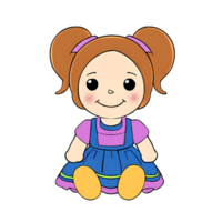 Cute Doll Hand Drawn Cartoon Style Illustration AI Generated png