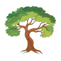 Tree Hand Drawn Cartoon Style Illustration AI Generated png