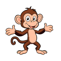 Happy Monkey Hand Drawn Cartoon Style Illustration AI Generated png