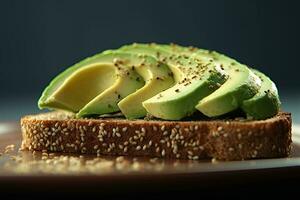 Sliced Avocado toast with sesame seeds on it Generative AI photo