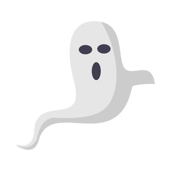 Isolated ghost icon on a White Background. Ghost vector icon, Emotion Variation. Simple flat style design elements. Creepy horror images., isolated on white background.