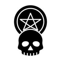 black magic skull icon, halloween, dark magic symbol, isolated on white background. vector