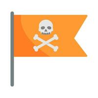 Pirate flag vector symbol flat icon, skull crossed bones, bone shape label, web ribbon, app emblem logo design element, simple vector illustration isolated on white,