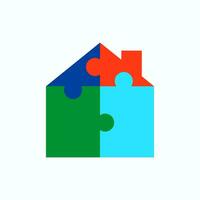 Multi-colored house. Puzzle, constructor. Building construction concepts. Architecture. vector