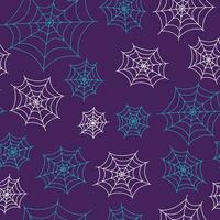 Spider web. Vector seamless pattern. Pattern Halloween symbols in doodle style. Traditional holiday images. Design for textiles, packaging. Isolated background.