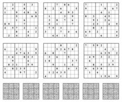 Sudoku game set  with answers medium Difficulty. vector