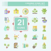 Icon Set Cannabis. related to Cannabis symbol. flat style. simple design editable. simple illustration vector