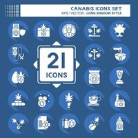 Icon Set Cannabis. related to Cannabis symbol. long shadow style. simple design editable. simple illustration vector